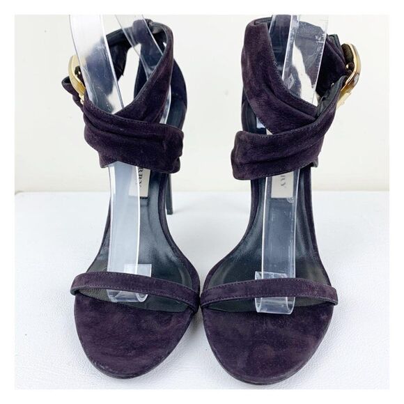 Burberry Marham Purple Suede Trench Buckle Sandal w/Ombré Stilletto Heels Sz 9.5 - Picture 3 of 13